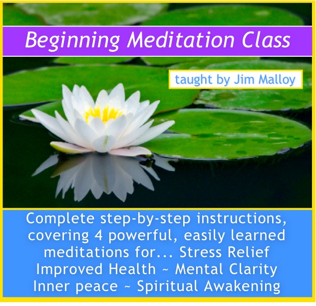 CD cover, Beginning Meditation Class, taught by Jim Malloy